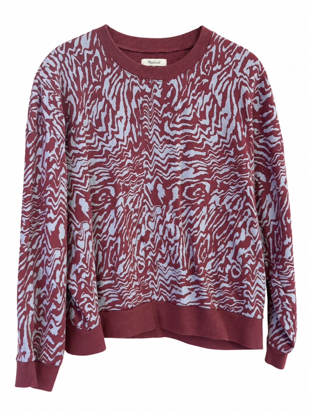Madewell Tigerized Print Oversized Sweatshirt Burgundy Blue S